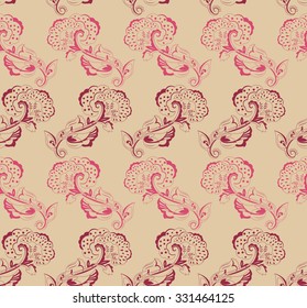 Floral seamless pattern for design of packaging, paper, textiles, scrapbook and decoupage. Vector illustration