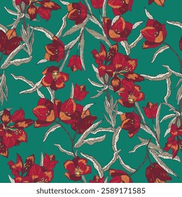 floral seamless pattern design for print, fashion product, lifestyle product, textile fabric