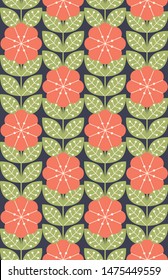 Floral seamless pattern design. Scandinavian style. Vector illustration.
