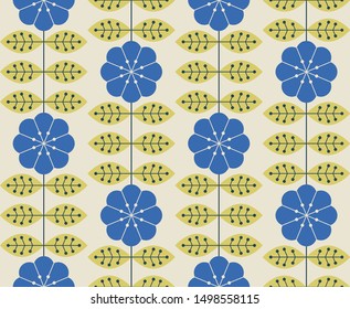 Floral seamless pattern design. Scandinavian style. Vector illustration.