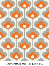 Floral seamless pattern design. Scandinavian style. Vector illustration.