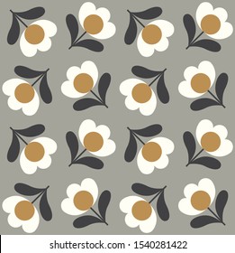 Floral seamless pattern design. Scandinavian style. Vector illustration.