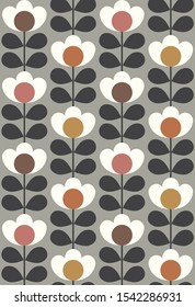 Floral seamless pattern design. Scandinavian style. Vector illustration.