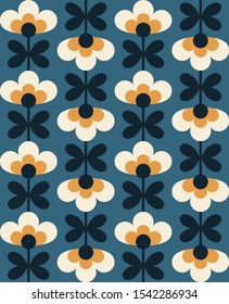 Floral seamless pattern design. Scandinavian style. Vector illustration.