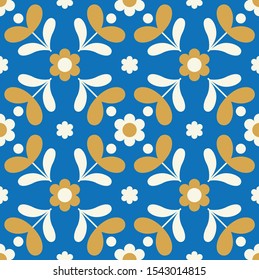 Floral seamless pattern design. Scandinavian style. Vector illustration.