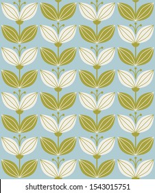 Floral seamless pattern design. Scandinavian style. Vector illustration.