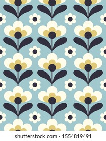 Floral seamless pattern design. Scandinavian style. Vector illustration.