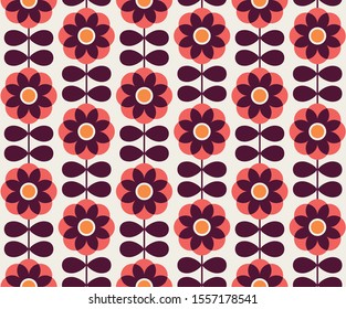 Floral seamless pattern design. Scandinavian style. Vector illustration.