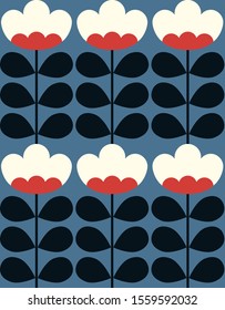 Floral seamless pattern design. Scandinavian style. Vector illustration.