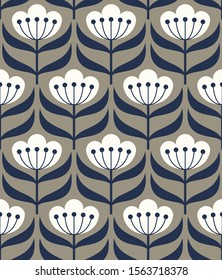 Floral seamless pattern design. Scandinavian style. Vector illustration.