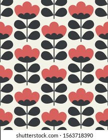 Floral seamless pattern design. Scandinavian style. Vector illustration.