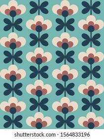 Floral seamless pattern design. Scandinavian style. Vector illustration.