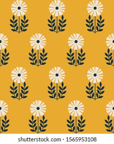 Floral seamless pattern design. Scandinavian style. Vector illustration.