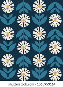 Floral seamless pattern design. Scandinavian style. Vector illustration.