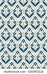 Floral seamless pattern design. Scandinavian style. Vector illustration.