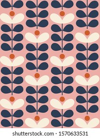 Floral seamless pattern design. Scandinavian style. Vector illustration.