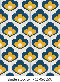 Floral seamless pattern design. Scandinavian style. Vector illustration.