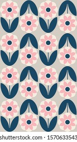 Floral Seamless Pattern Design. Scandinavian Style. Vector Illustration.