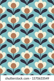 Floral seamless pattern design. Scandinavian style. Vector illustration.