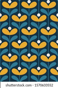 Floral seamless pattern design. Scandinavian style. Vector illustration.