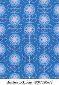 Floral seamless pattern design. Scandinavian style. Vector illustration.