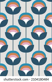 Floral seamless pattern design. Scandinavian style. Vector illustration.