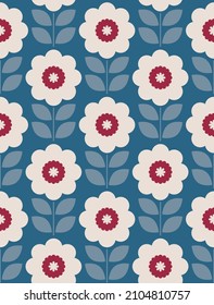 Floral seamless pattern design. Scandinavian style. Vector illustration.