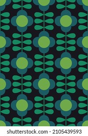 Floral seamless pattern design. Scandinavian style. Vector illustration.