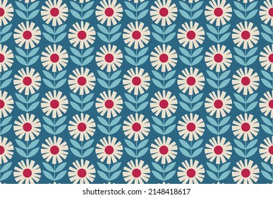 Floral seamless pattern design. Scandinavian style. Vector illustration.