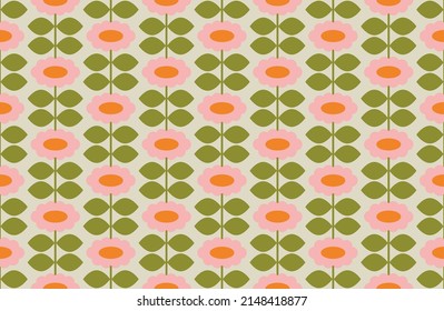Floral seamless pattern design. Scandinavian style. Vector illustration.