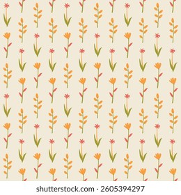 Floral seamless pattern design in soft colors. Pretty flower garden illustration vector.