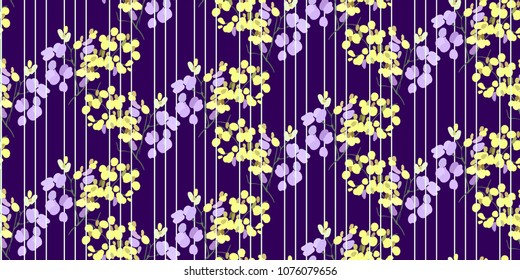 Floral seamless pattern with different flowers and leaves. Botanical illustration  hand painted. Textile print, fabric swatch, wrapping paper.