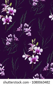 Floral seamless pattern with different flowers and leaves. Botanical illustration  hand painted. Textile print, fabric swatch, wrapping paper.