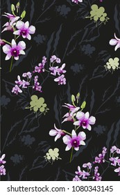 Floral seamless pattern with different flowers and leaves. Botanical illustration  hand painted. Textile print, fabric swatch, wrapping paper.