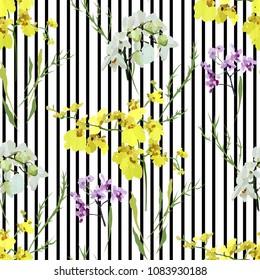 Floral seamless pattern with different flowers and leaves. Botanical illustration  hand painted. Textile print, fabric swatch, wrapping paper.