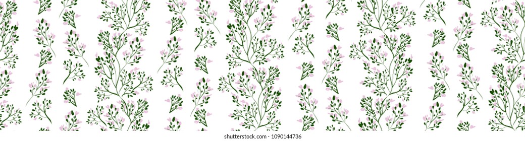 Floral seamless pattern with different flowers and leaves. Botanical illustration  hand painted. Textile print, fabric swatch, wrapping paper.