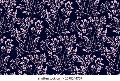 Floral seamless pattern with different flowers and leaves. Botanical illustration  hand painted. Textile print, fabric swatch, wrapping paper.