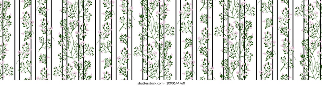 Floral seamless pattern with different flowers and leaves. Botanical illustration  hand painted. Textile print, fabric swatch, wrapping paper.