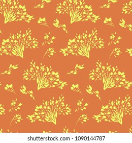 Floral seamless pattern with different flowers and leaves. Botanical illustration  hand painted. Textile print, fabric swatch, wrapping paper.