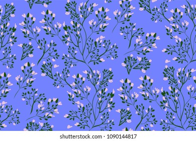 Floral seamless pattern with different flowers and leaves. Botanical illustration  hand painted. Textile print, fabric swatch, wrapping paper.