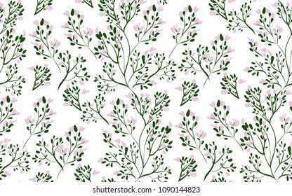 Floral seamless pattern with different flowers and leaves. Botanical illustration  hand painted. Textile print, fabric swatch, wrapping paper.