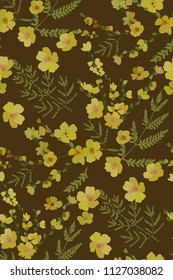 Floral seamless pattern with different flowers and leaves. Botanical illustration  hand painted. Textile print, fabric swatch, wrapping paper.