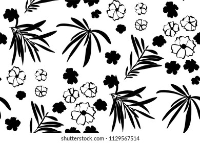 Floral seamless pattern with different flowers and leaves. Botanical illustration  hand painted. Textile print, fabric swatch, wrapping paper.