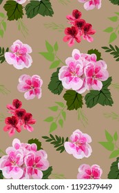 Floral seamless pattern with different flowers and leaves. Botanical illustration  hand painted. Textile print, fabric swatch, wrapping paper.