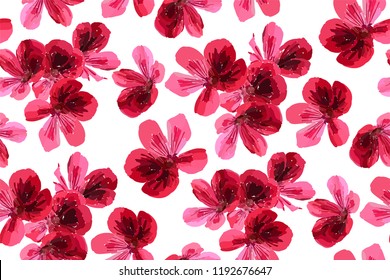 Floral seamless pattern with different flowers and leaves. Botanical illustration  hand painted. Textile print, fabric swatch, wrapping paper. Vector design.
