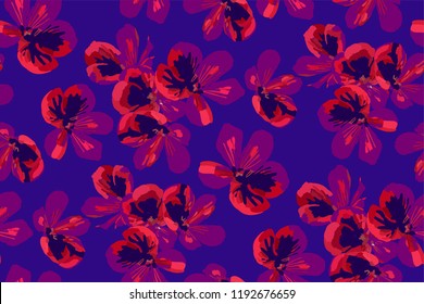 Floral seamless pattern with different flowers and leaves. Botanical illustration  hand painted. Textile print, fabric swatch, wrapping paper. Vector design.