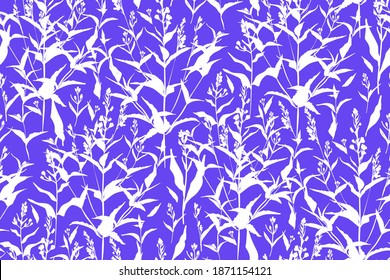 Patrón floral sin costuras con flores y hojas diferentes. Ilustración botánica pintada a mano. Impresión textil, muestra de tela, papel envolvente.