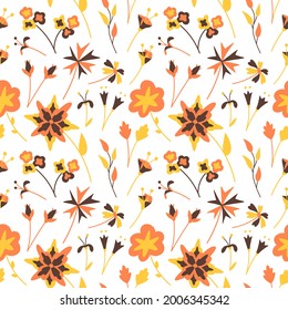 Patrón floral sin soldadura con flores y hojas diferentes