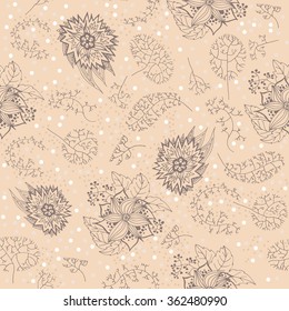 Floral seamless pattern. Doodle elements. Vector illustration.