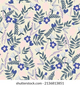 Floral seamless pattern. doodle flowers, summer childrens background
